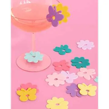 xo, Fetti Butterfly + Flower Drink Markers Set - 16 ct | Pastel Bday Decorations, Bachelorette Party, Bridal + Baby Shower, Groovy, 70s
