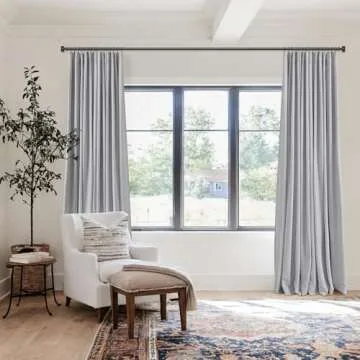 100% Blackout Shield Full Blackout Curtains for Bedroom 96 inch Length 2 Panels Set, Clip Rings/Rod Pocket Faux Linen Black Out Curtains for Living Room, Thermal Insulated, 50Wx96L, Grey