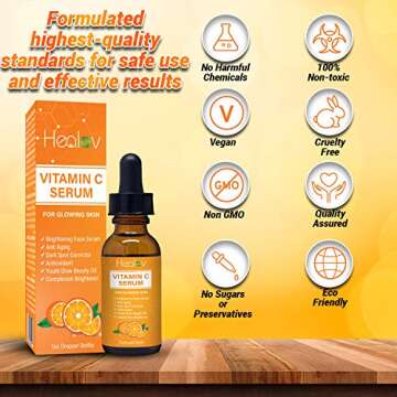 Vitamin C Serum for Glowing Skin, 1oz Dropper Bottle – Cleansing Face Serum Anti Aging Spot Corrector Antioxidant Youth Glow Beauty Oil – Complexion Corrector, Cleanser, Smoother