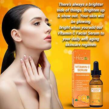 Vitamin C Serum for Glowing Skin, 1oz Dropper Bottle – Cleansing Face Serum Anti Aging Spot Corrector Antioxidant Youth Glow Beauty Oil – Complexion Corrector, Cleanser, Smoother