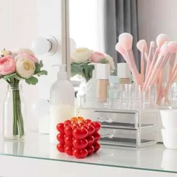 Laffact Heart Shape Candle Berry Scent, Easter Love Red Bubble Candle from Organic Soy Wax in Cube Shape Gift for Her, Bathroom Home Dinner Aesthetic Decor Present for Your Love