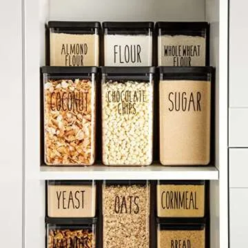 Talented Kitchen 136 Pantry Labels for Food Containers, Preprinted Clear Kitchen Food Labels for Org...