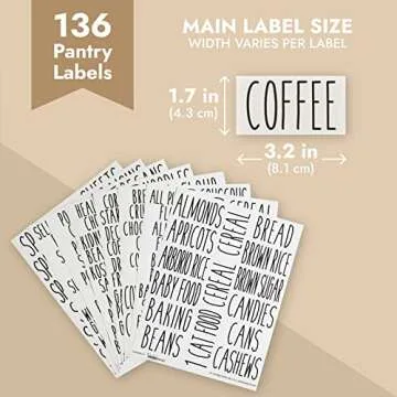 Talented Kitchen 136 Preprinted Pantry Labels for Organizing
