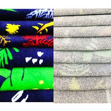 YIFONTIN Dinosaur-Print Sherpa Cotton Kids Beach Towel - Super Soft 48"x24" Quick-Dry Bath Pool Towel for Boys Girls, Jurassic Themed Swim Beach Essentials (Multi-Color Herd).