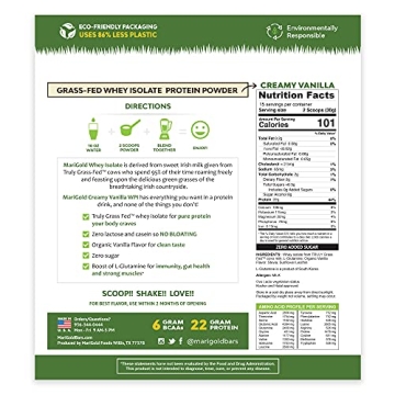 MariGold Grass-Fed Whey Protein Isolate Powder - Creamy Vanilla