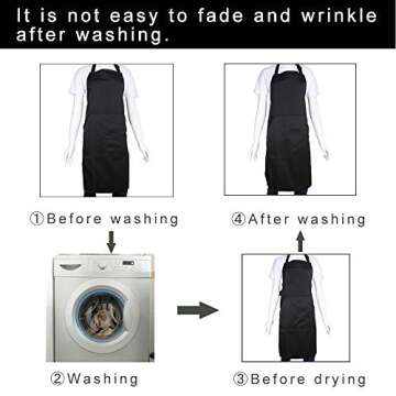 BIGHAS Adjustable Bib Apron with Pocket Extra Long Ties for Women Men, 18 Colors, Chef, Kitchen, Home, Restaurant, Cafe, Cooking, Baking (Black)