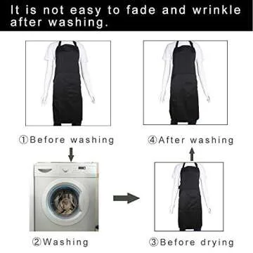 BIGHAS Adjustable Bib Apron with Pocket Extra Long Ties for Women Men, 18 Colors, Chef, Kitchen, Home, Restaurant, Cafe, Cooking, Baking (Black)