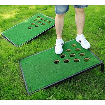 OOFIT Cornhole Set Combined Beer Pong Game, Cornhole Game Boards, Backyard Fun Game for Tailgate, Party, Office, Backyard - Black