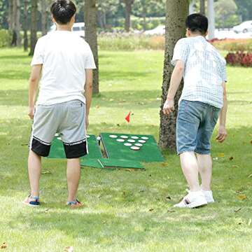 OOFIT Cornhole Set Combined Beer Pong Game, Cornhole Game Boards, Backyard Fun Game for Tailgate, Party, Office, Backyard - Black