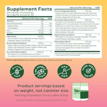 Bloom Nutrition Superfood Greens Powder, Digestive Enzymes with Probiotics and Prebiotics, Gut Health, Bloating Relief for Women, Chlorella, Juice Mix w/Beet Root Powder, 30 SVG, Orange Passionfruit
