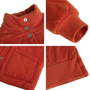 Womens Dolman Quilted Jackets Casual Button Down Winter Long Sleeve Stand Neck Lightweight Warm Coat