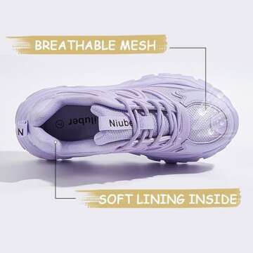 Niluber Chunky Sneakers for Women White Black Red Purple Platform Sneakers Comfortable Casual Lace Up Fashion Tennis Shoes(Purple,9)