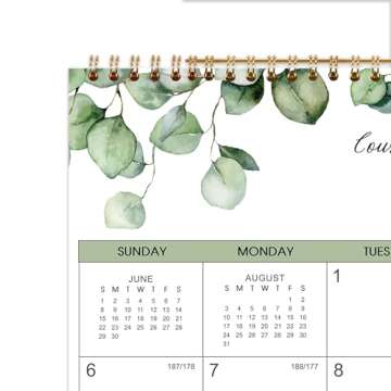Calendar 2025 - Wall Calendar 2025, Jan.2025 - Dec.2025,14.5" x 11", 2025 Wall Calendar, Thick Paper, Twin-Wire Binding + Hanging Hook + Unruled Blocks with Julian Date - Green Leaves