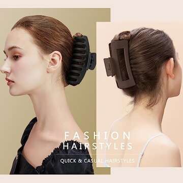 TOCESS 8 Pack Neutral Big Hair Claw Clips for Women Large Claw Clip for Thin Thick Curly Hair 90's Strong Hold 4.33 Inch Nonslip Matte Jumbo Hair Clips