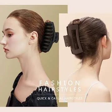 TOCESS 8 Pack Neutral Big Hair Claw Clips for Women Large Claw Clip for Thin Thick Curly Hair 90's Strong Hold 4.33 Inch Nonslip Matte Jumbo Hair Clips