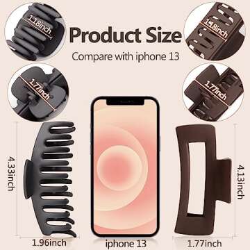 TOCESS 8 Pack Neutral Big Hair Claw Clips for Women Large Claw Clip for Thin Thick Curly Hair 90's Strong Hold 4.33 Inch Nonslip Matte Jumbo Hair Clips