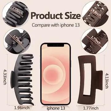 TOCESS 8 Pack Neutral Big Hair Claw Clips for Women Large Claw Clip for Thin Thick Curly Hair 90's Strong Hold 4.33 Inch Nonslip Matte Jumbo Hair Clips