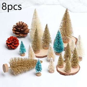 Ochine 8Pcs Artificial Mini Christmas Trees Christmas Tabletop Tree Mini Pine Tree Sisal Trees with ...