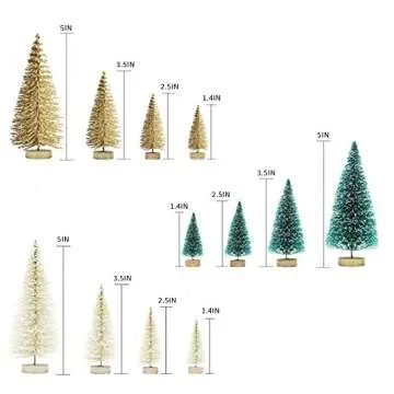 Ochine 8Pcs Artificial Mini Christmas Trees Christmas Tabletop Tree Mini Pine Tree Sisal Trees with Snow Wood Base Ornaments for Christmas Table Top Decor Winter Crafts