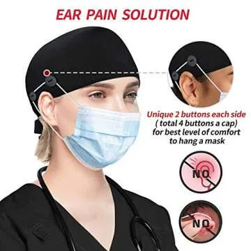 ABAMERICA Working Caps with Button and Sweatband, Adjustable Working Hats for Women Men, One Size (Tie Back or Toggle)