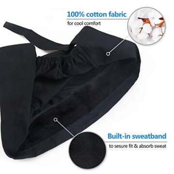 ABAMERICA Working Caps with Button and Sweatband, Adjustable Working Hats for Women Men, One Size (Tie Back or Toggle)