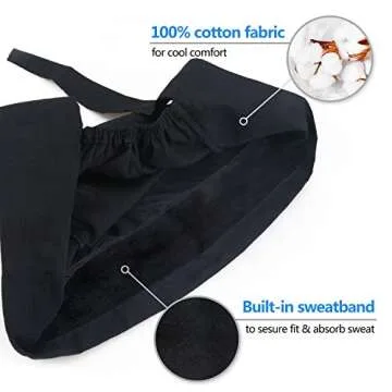 ABAMERICA Working Caps with Button and Sweatband, Adjustable Working Hats for Women Men, One Size (Tie Back or Toggle)