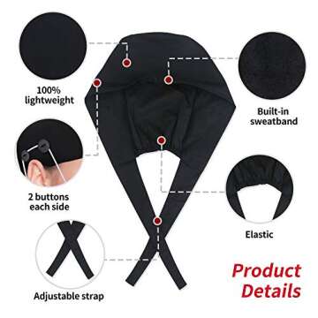 ABAMERICA Working Caps with Button and Sweatband, Adjustable Working Hats for Women Men, One Size (Tie Back or Toggle)