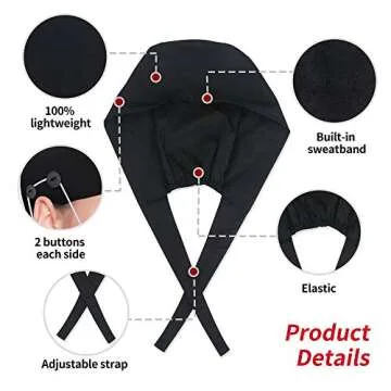 ABAMERICA Working Caps with Button and Sweatband, Adjustable Working Hats for Women Men, One Size (Tie Back or Toggle)