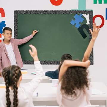 Zonon 65 Feet Bulletin Board Borders Black and White Polka Dots Striped Grid Borders Decorative Straight Scalloped Wavy Rolled Trim Classroom Back to School Decor(Wavy White Dot)