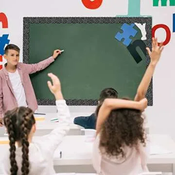 Zonon 65 Feet Bulletin Board Borders Black and White Polka Dots Striped Grid Borders Decorative Straight Scalloped Wavy Rolled Trim Classroom Back to School Decor(Wavy White Dot)