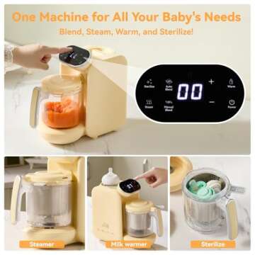 Chefhandy Baby Food Maker: 5-in-1 Baby Food Processor with Blender & Steamer, Auto Cooking & Grindin...