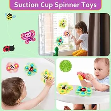 Baby Toys for 6 to 12 Months, Montessori Sensory Bins Toys for Toddlers 1-3, Pull String Teether Infants Bath Toys 6 in 1 Stacking Blocks Rings, Matching Eggs, Suction Cup Spinner Toy