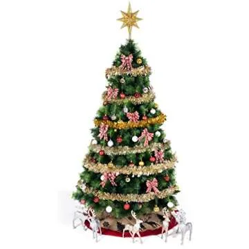 SANNO 32.8ft Christmas Tinsel Garland, Gold Tinsel Garland Sparkly Tinsel Snowy Tinsel Sparkly Classic Ornaments Hanging Shiny Xmas Tree Ceiling Decorations,Gold Silver 4.7in