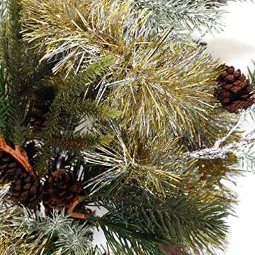 SANNO 32.8ft Christmas Tinsel Garland, Gold Tinsel Garland Sparkly Tinsel Snowy Tinsel Sparkly Classic Ornaments Hanging Shiny Xmas Tree Ceiling Decorations,Gold Silver 4.7in