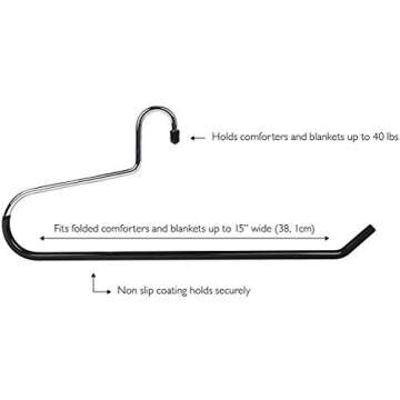 Blanket Hangers Set of 6 Heavy Duty Stainless Steel Hanger with Black Vinyl Nonslip Coating - Great ...