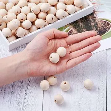 Kissitty 100Pcs Natural Unfinished Wood Beads for Crafting