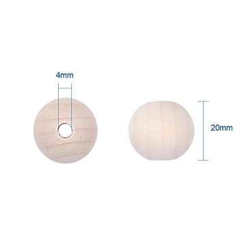 Kissitty 100Pcs 3/4" Diameter (20mm) Natural Unfinished Large Wood Beads Original Color Wooden Ball Spacer Loose Beads 18mm Thick for DIY Craft Jewelry Making