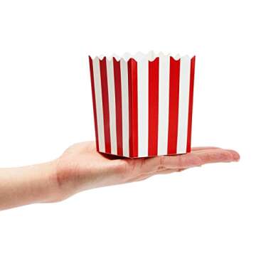 Juvale 100 Pack Red and White Mini Popcorn Boxes for Party, Bulk Paper Popcorn Containers for Movie Night Decorations (3 x 4 In)