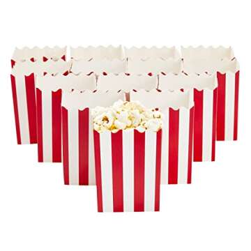 Juvale 100 Pack Red and White Mini Popcorn Boxes for Party, Bulk Paper Popcorn Containers for Movie Night Decorations (3 x 4 In)