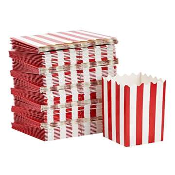 Juvale 100 Pack Red and White Mini Popcorn Boxes for Party, Bulk Paper Popcorn Containers for Movie Night Decorations (3 x 4 In)
