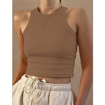 MISSACTIVER Women Basic Sleeveless Vest Crop Tank Top - Stylish Fitness Essential