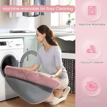 Blush Round Furry Rug for Bedroom,Fluffy Circle Rug 4'X4' for Kids Room for Teen Girls Room,Shaggy Circular Rug for Nursery Room,Fuzzy Plush Rug for Dorm,Blush Carpet,Cute Room Decor for Baby