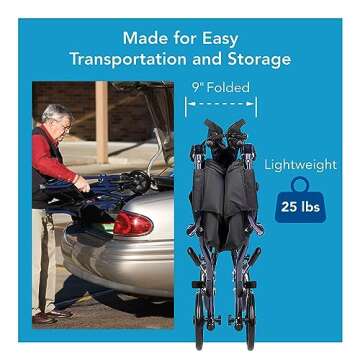 Carex Lightweight Transport Wheelchair for Easy Mobility