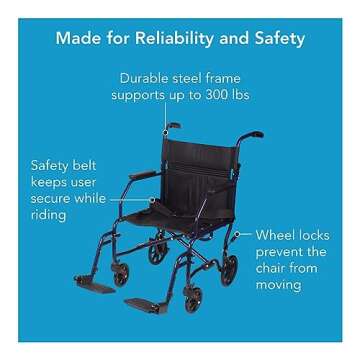 Carex Lightweight Transport Wheelchair for Easy Mobility