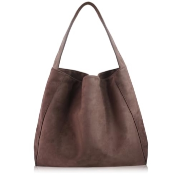 Brown Suede Bags for Women -2024 New Large Brown Suede Hobo Tote Handbag, Suede Slouchy Purse Should...