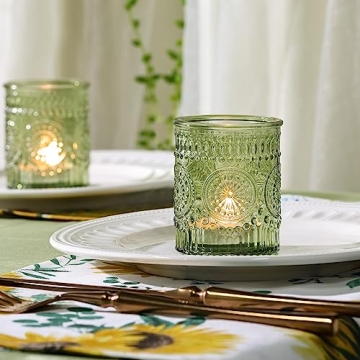 Vintage Green Candle Holders for Weddings and Decor