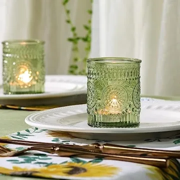 Vintage Green Candle Holders for Weddings and Decor
