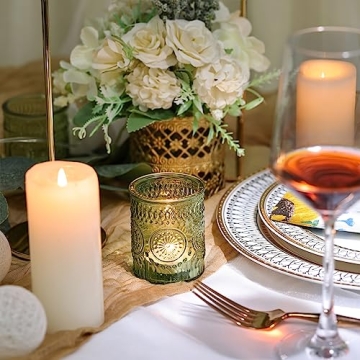 Vintage Green Candle Holders for Weddings and Decor