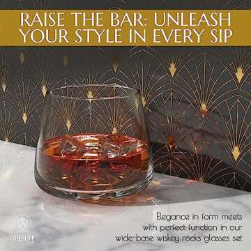 Greenline Goods Whiskey Glasses Set | Hand Blown Crystal Glassware for Bourbon & Scotch Lovers