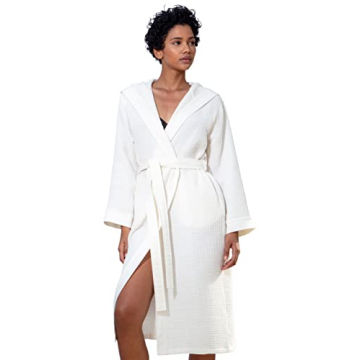 SEYANTE Luxury Waffle Shawl Collar Hooded Robe - Ultra Soft Spa Bathrobe